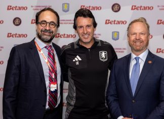 Aston Villa’s UCL return ‘icing on the cake’ for club partner Betano Julio Iglesias Hernando, CCO of Kaizen Gaming, Unai Emery, Manager of Aston Villa and Chris Heck, President of Business Operations at Aston Villa.