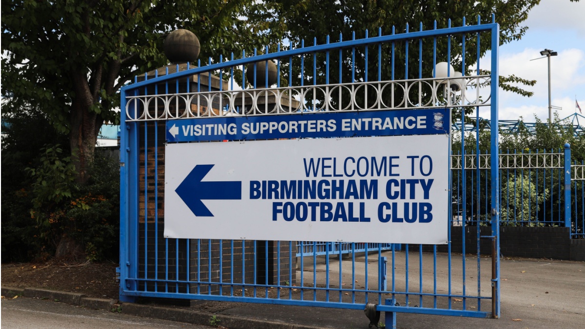 Entrance gate at St Andrews Trillion Trophy Stadium in Birmingham, England.