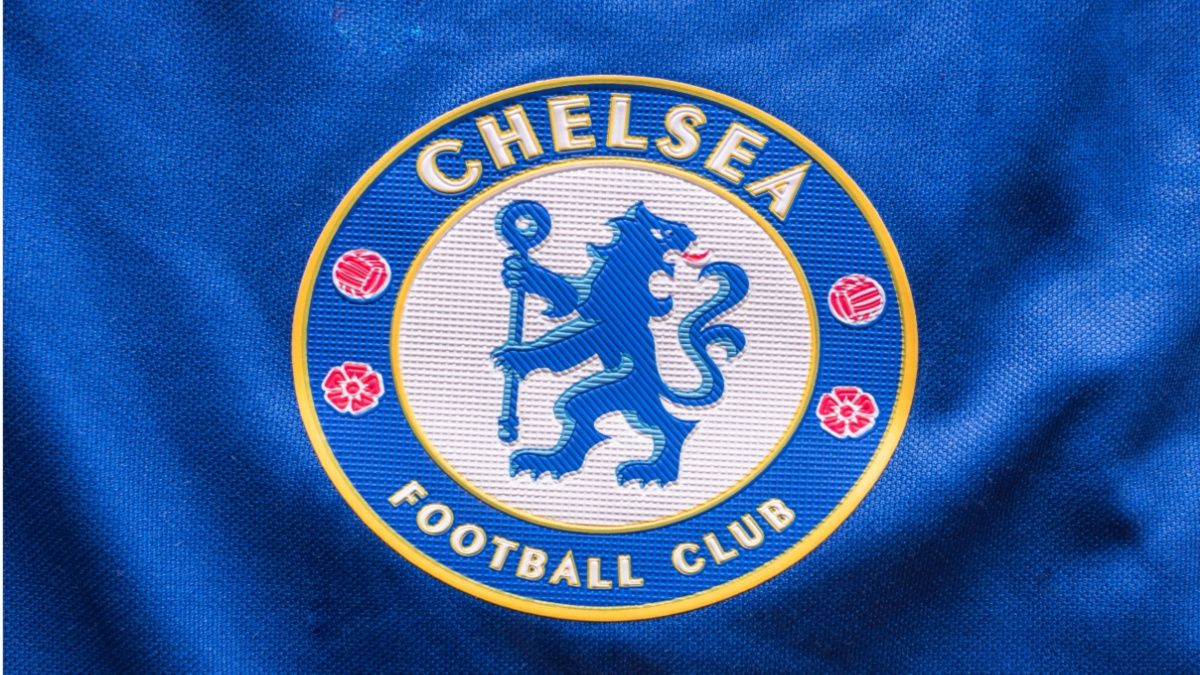 Logo of London club, Chelsea FC on Chelsea shirt.