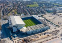 Leeds United unveils redevelopment plans to ‘refresh’ Elland Road Aerial photo of the famous Elland Road football stadium in Leeds, West Yorkshire, England, which is home of Leeds United.