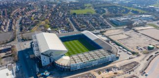 Leeds United unveils redevelopment plans to ‘refresh’ Elland Road Aerial photo of the famous Elland Road football stadium in Leeds, West Yorkshire, England, which is home of Leeds United.
