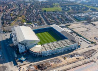 Leeds United unveils redevelopment plans to ‘refresh’ Elland Road Aerial photo of the famous Elland Road football stadium in Leeds, West Yorkshire, England, which is home of Leeds United.