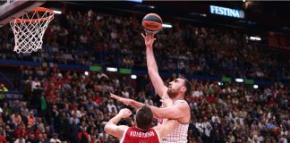 DAZN hires former NBA Europe VP to head up new basketball unit Nikola Milutinov (Olympiacos) 2 points in the paint in the 3rd quarter during basketball game EA7 Emporio Armani Milan vs Olympiacos Piraeus, EuroLeague 2023-24 round 3.