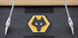Wolves builds on US preseason tour with Visit Lauderdale deal WOLVERHAMPTON, ENGLAND - SEPTEMBER 11, 2019: Wolverhampton Wanderers logo at Molineux Stadium in Wolverhampton, England.