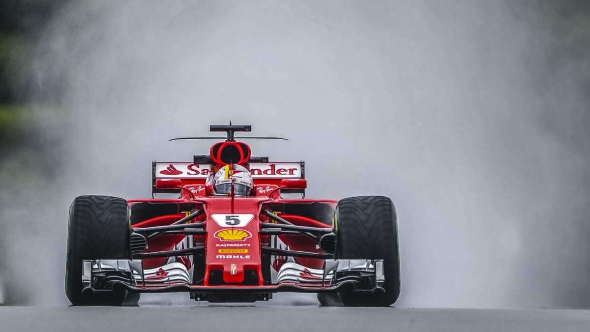 Sebastian Vettel of Germany driving the (5) Scuderia Ferrari SF70H on track during practice for the Malaysia Formula One Grand Prix at Sepang Circuit.