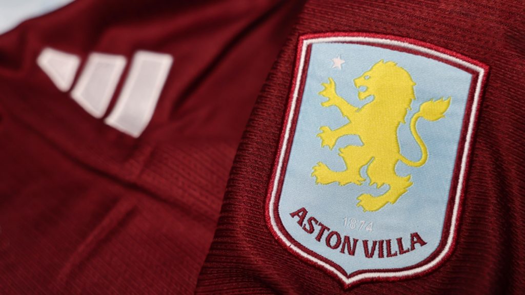 BANGKOK,THAILAND-SEPTEMBER 11: View of the New Aston Villa Football Crest on the New Football Jersey on September 11, 2024.