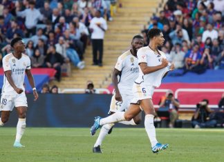 La Liga and Sportsbet.io deal offers fans ‘fresh’ ways to engage Barcelona, Spain. 28th Oct, 2023. Jude Bellingham celebrates after scoring a goal during the LaLiga EA Sports match between FC Barcelona and Real Madrid CF at the Estadi Olimpic Lluis Companys.