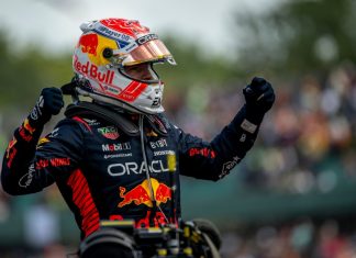 Formula 1 builds on Americas momentum with new Amex agreement SILVERSTONE, UNITED KINGDOM - July 09, 2023: Max Verstappen, from The Netherlands competes for Red Bull Racing. Race day for the 2023 Formula 1 British Grand Prix