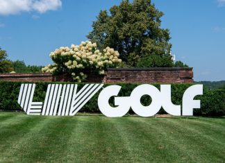 LIV Golf hires Nike veteran to elevate global communications BEDMINSTER,NJ-August 9, 2023: Signs greet the LIV Golf Fans at the LIV Golf Tournament held at the Trump National Golf Club in Bedminster,NJ.