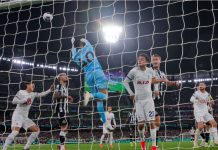 Goalden View offers new player popularity data for EPL Goalkeeper, Brandon Austin of Tottenham jumps to push the ball during the Exhibition match between Tottenham and Newcastle at the MCG on May 22, 2024 in Melbourne, Australia.
