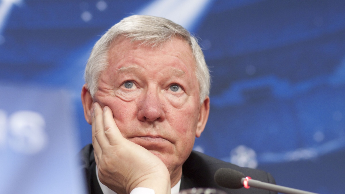 CLUJ-NAPOCA, ROMANIA - OCTOBER 1: Sir Alex Ferguson holds a press conference before champions league game between CFR Cluj and Manchester United on October 1, 2012 in Cluj-Napoca, Romania.
