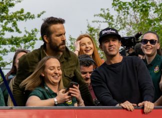 Wrexham appoints former Inter Milan veteran amid growth plans Wrexham, Wales - 02.05.2023: Ryan Reynolds and Rob McElhenney on the Wrexham AFC bus parade.