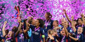 Unstoppable: UEFA’s bold investment in women’s football KYIV, UKRAINE - MAY 24, 2018: Olympique Lyonnais feminin football players celebrating victory in UEFA Women's Champions League final Wolfsburg-Lyon.
