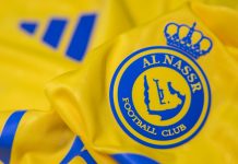 Al Nassr teams up with Mkers to redefine competitive gaming BANGKOK,THAILAND-SEPTEMBER 2: Logo of Al Nassr Football Club on the Jersey on September 2,2024.