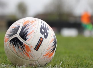 DAZN brings National League action to global audiences A New Balance Vanarama National League ball before Farsley Celtic and Blyth Spartans is postponed at The Citadel, Farsley, England on April 10th 2023.