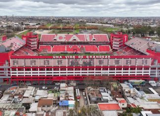 Independiente inks gambling deal as Argentina proposes ad ban Buenos Aires, September 1st, 2024: 'Club Atlético Independiente' stadium in Avellaneda. Name of the stadium: "Libertadores de América - Ricardo Bochini". Aerial view from drone.