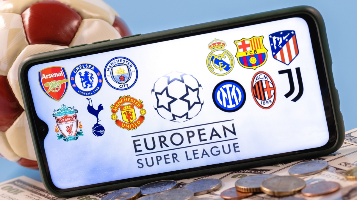 Kazan, Russia - May 2, 2021: The Super League is an annual club football competition that involves twenty of the best and richest European football clubs.
