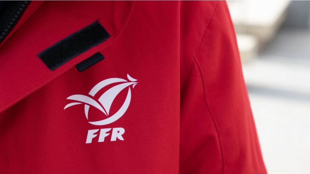 Bordeaux , France - 09 25 2023 : ffr logo brand and text sign on polo rd shirt Rugby French Rugby Federation (FFR).