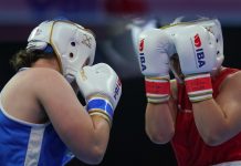 IBA asks Donald Trump to ‘make Olympic movement great again’ ISTANBUL, TURKEY - MAY 19, 2022: Toborek Oliwia (Red) and Stonkute Gabriele (Blue) compete during IBA Womens World Boxing Championships.