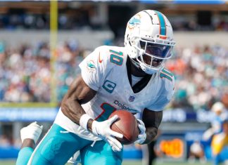 Miami Dolphins to play in Spain’s inaugural NFL game Miami Dolphins wide receiver Tyreek Hill (10) in actions during an NFL football game against the Los Angeles Chargers, Sept. 10, 2023, in Inglewood, Calif.