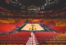 Miami HEAT elevates fan experiences with Hard Rock Bet deal MIAMI - MARCH 31, 2018 : American Airline Arena empty seats of after a Miami Heat basketball game.