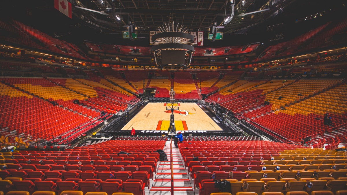 MIAMI - MARCH 31, 2018 : American Airline Arena empty seats of after a Miami Heat basketball game.