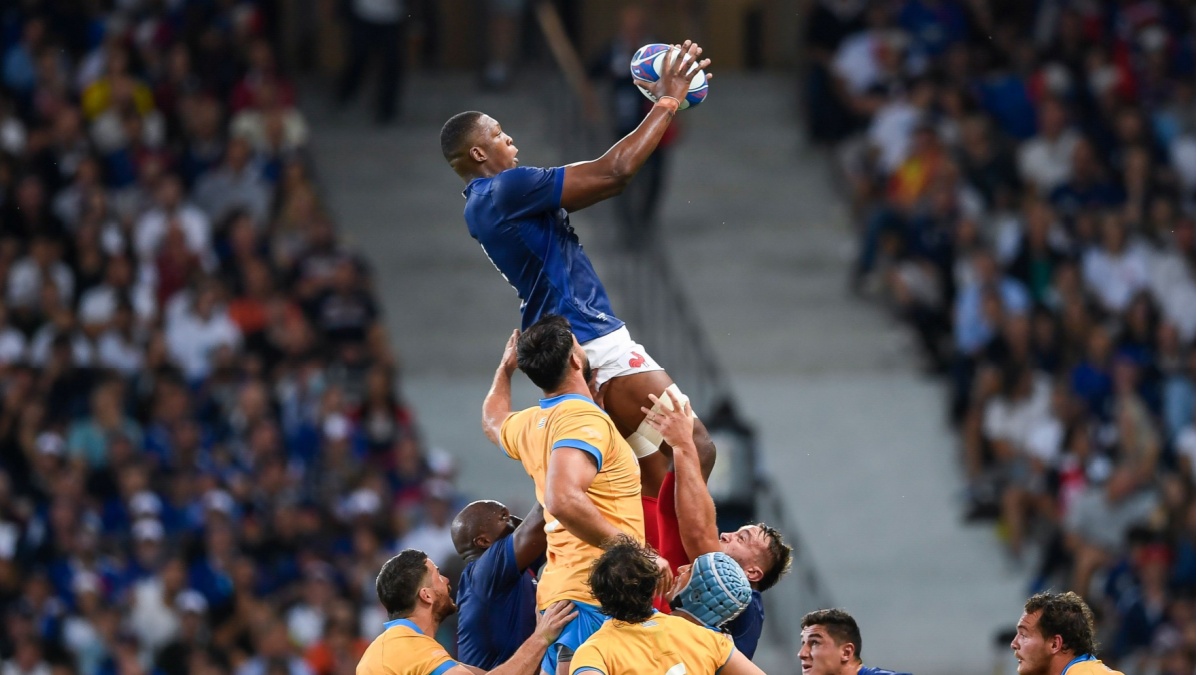 Cameron Woki during a touch during the Rugby union World Cup RWC 2023, Pool A match between France and Uruguay at Stade Pierre Mauroy on September 14, 2023 in Lille, France.