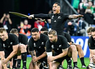 INEOS faces legal action over All Blacks sponsorship payment Sam Cane Codie Taylor Dane Coles Sam Whitelock and Aaron Smith during the haka of the Rugby World Cup match Ireland VS New Zealand All Blacks in Paris, on October 14, 2023.