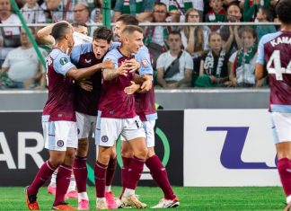 Aston Villa offers “unprecedented prizes” via blockchain extension WARSAW, POLAND - 21 SEPTEMBER, 2023: UEFA Europa Conference League group stage match, Legia Warszawa vs Aston Villa F.C. 3:2 o.p: Youri Tielemans, Nicolo Zaniolo, Clement Lenglet and Lucas Digne.