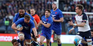 FFR engages fans amid Six Nations with MatchWornShirt partnership Rome, Italy 05.02.2023:STEPHEN VARNEY (ITA), ANTHONY JELONCH (FRA), GIACOMO NICOTERA (ITA) in action during the Guinness Six Nations 2023 rugby match between ITALY vs France at Stadio Olimpico in Rome.