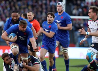 FFR engages fans amid Six Nations with MatchWornShirt partnership Rome, Italy 05.02.2023:STEPHEN VARNEY (ITA), ANTHONY JELONCH (FRA), GIACOMO NICOTERA (ITA) in action during the Guinness Six Nations 2023 rugby match between ITALY vs France at Stadio Olimpico in Rome.