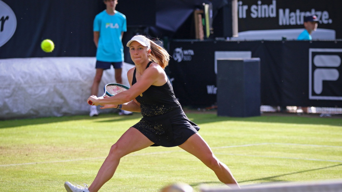 Berlin, Germany - June 19, 2024: Ellen PEREZ (AUS) in action during her WTA 500 Ecotrans Ladies German Open doubles game with Nicole MELICHAR-MARTINEZ against Veronika KUDERMETOVA and Hao-Ching CHAN.