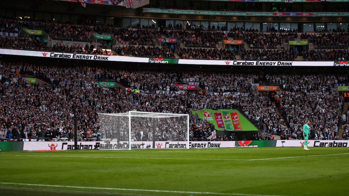 Newcastle United fans are seen inside Wembley Stadium - Manchester United v Newcastle United, Carabao Cup Final, Wembley Stadium, London, UK - 26th February 2023.