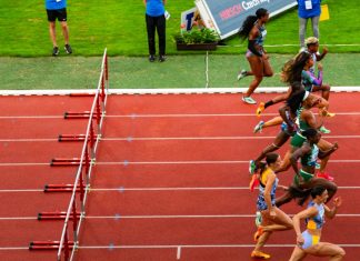 World Athletics to “doggedly protect” female sports with testing OSTRAVA, CZECHIA, JUNE 27, 2023: Female Athletes Compete in 100m Hurdles Race at Track and Field Contest for Worlds in Budapest and Games in Paris.