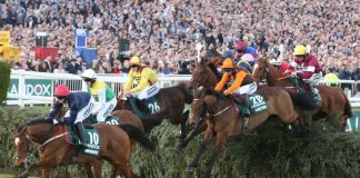 MPs gamble on Grand National to raise charity funds AINTREE RACECOURSE, LIVERPOOL, UK : 9 April 2022 : Noble Yeats ridden by Sam Waley-Cohen and trained by Emmet Mullins jump The Chair whilst winning the 2022 running of the Randox Grand National .