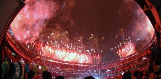 FIFA’s Gianni Infantino ‘confirms’ 2026 World Cup halftime show East Rutherford, New Jersey / USA - Feb. 2, 2014: Fireworks go off at the end of the Super Bowl XLVIII halftime show at MetLife Stadium in East Rutherford, N.J. Feb. 2, 2014. Seattle defeated Denver.