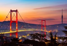 EOC: Istanbul 2027 European games promise to be “world-class event” Istanbul City in Turkey. Beautiful Istanbul bosphorus sunrise landscape. Amazing colored sky in morning. Istanbul Bosphorus Bridge.