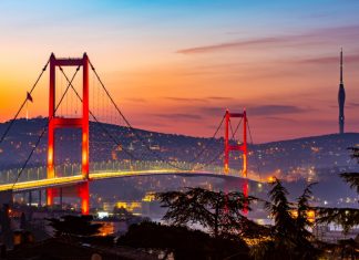 EOC: Istanbul 2027 European games promise to be “world-class event” Istanbul City in Turkey. Beautiful Istanbul bosphorus sunrise landscape. Amazing colored sky in morning. Istanbul Bosphorus Bridge.