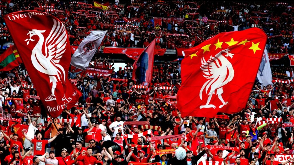 General View of Liverpool fan during the UEFA Champions League final LIVERPOOL FC v REAL MADRID CF at the Stade de France.