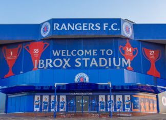 Rangers FC agrees to a sale in principle with US conglomerate GLASGOW, SCOTLAND - JUNE 30, 2022: Exterior view of Ibrox Stadium in Glasgow, Scotland. A home stadium of Glasgow Rangers, a professional football club based in Glasgow, Scotland.
