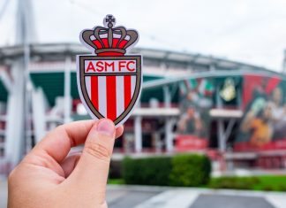 AS Monaco calls betting firm’s support ‘invaluable’ as deal renewed August 30, 2021, Monaco. The emblem of the football club AS Monaco FC in front of the modern stadium.