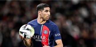 Under Armour powers France market push with PSG’s Hakimi Achraf Hakimi during the Ligue 1 football match Paris Saint-Germain PSG VS Clermont Foot 63 on April 6, 2024 at Parc des Princes stadium in Paris, France.