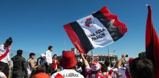 River Plate reaps the commercial rewards of the Club World Cup Buenos Aires, Argentina - October 6, 2013: River Plate supporters waiting for the stadium doors to open to attend a soccer game at the Estadio Monumental Antonio Vespucio Liberti in Buenos Aires.
