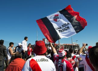 River Plate reaps the commercial rewards of the Club World Cup Buenos Aires, Argentina - October 6, 2013: River Plate supporters waiting for the stadium doors to open to attend a soccer game at the Estadio Monumental Antonio Vespucio Liberti in Buenos Aires.