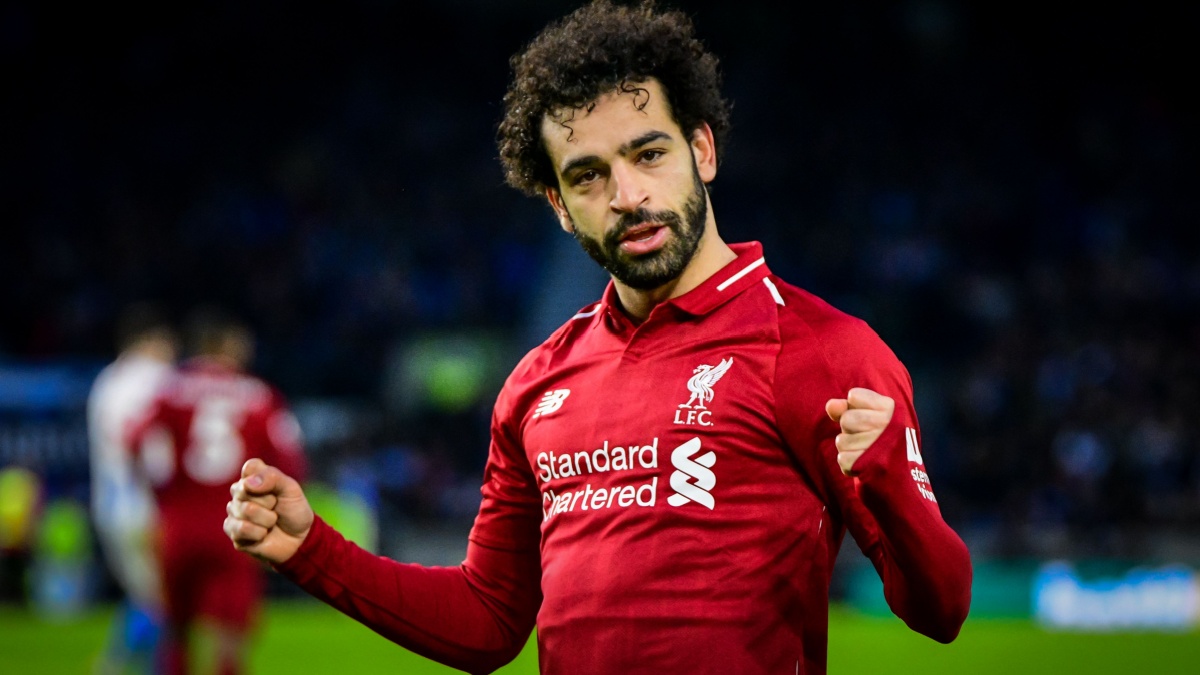 Brighton and Hove, England on 12 January 2019. Mohamed Salah of Liverpool during the Premier League Match between Liverpool FC and Brighton & Hove Albion FC at the American Express Community Stadium.