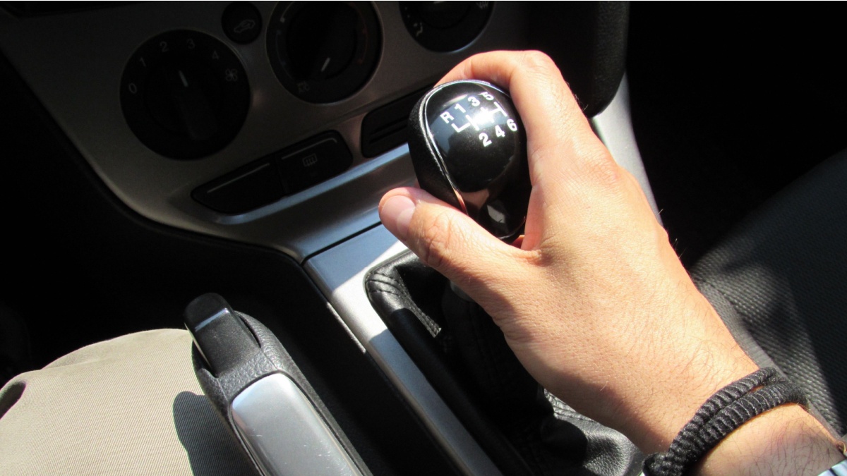 Shifting gears in a car.