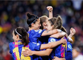 Breaking new ground: the rise of women’s football betting BARCELONA - MAR 30: Barcelona's women's football players celebrate after scoring a goal during the UEFA Women's Champions League match between FC Barcelona and Real Madrid at the Camp Nou Stadium on March 30, 2022.