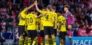 Borussia Dortmund signs Vodafone to power next five years Madrid, Spain- April 10, 2024: Champions League match between Atletico de Madrid and Borussia Dortmund. German team players. European soccer. Champions League quarterfinals.