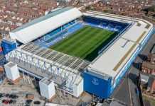 Everton FC elevates women’s football with Goodison Park move Everton Football Club, Goodison Park. United Kingdom. 7th September 2022. Aerial Image.