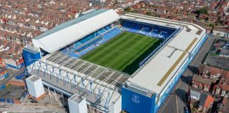 Everton FC elevates women’s football with Goodison Park move Everton Football Club, Goodison Park. United Kingdom. 7th September 2022. Aerial Image.